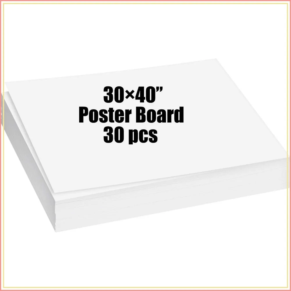 Paquete de 30 Láminas de Cartulina para Pósteres de 30x40 Pulgadas, Papel Blanco de 250 g/m² para Manualidades, Letreros, Presentaciones, Dibujo y Material Escolar