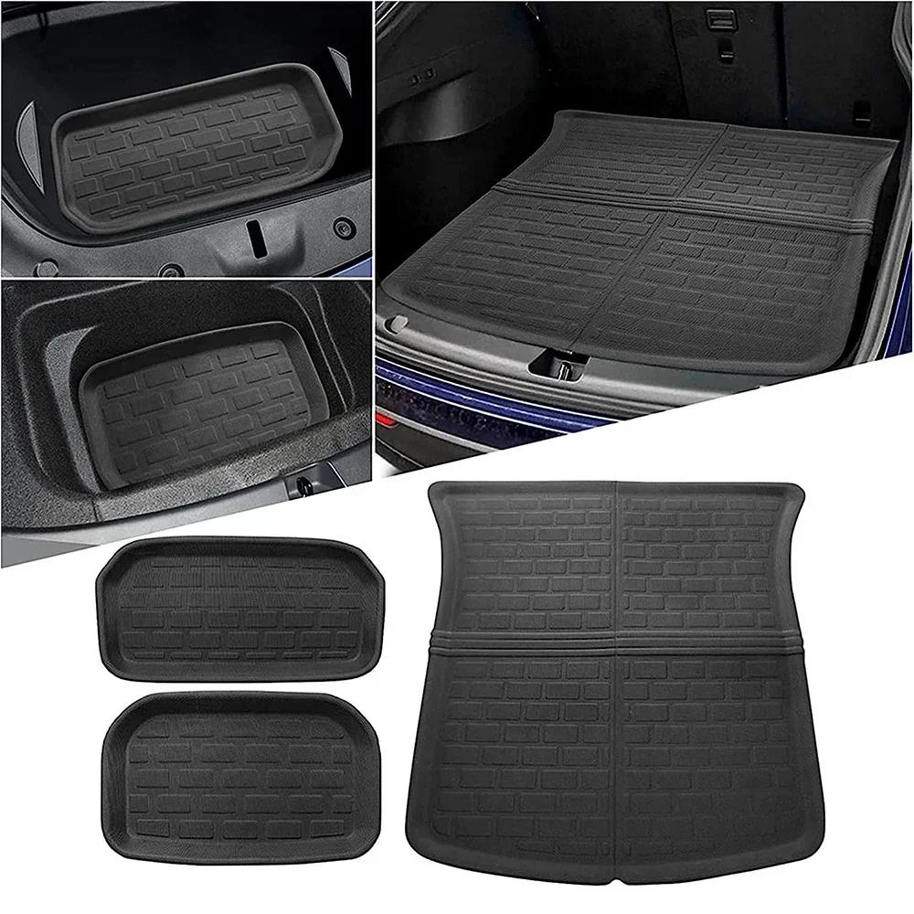 Floor Mats Boot Mat for Tesla Model Y Juniper 2025 Model 3 Highland Floor Liner All Weather Waterproof XPE Trunk Mat Cargo Liner