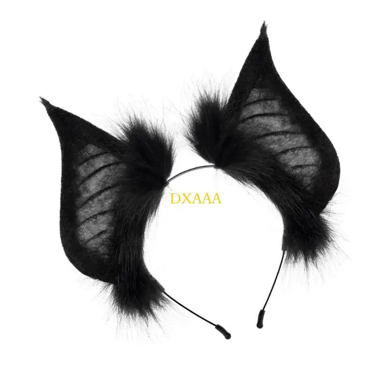 DXAA Bat Cosplay Props Anime Hair Hoop Furry Bat Headwear for Photo Props