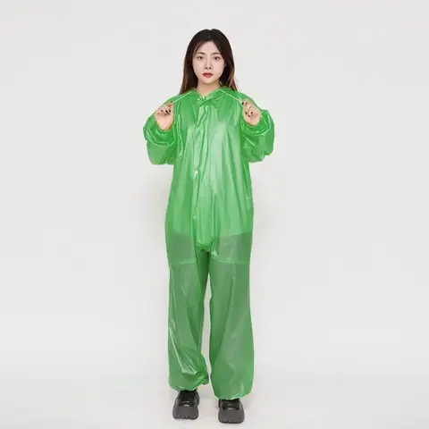 Women Girls Teenager Hooded Raincoat Suit Waterproof Jumpsuit Rainproof Windproof