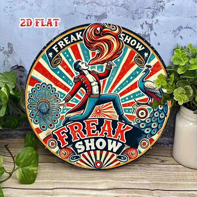 CIFBUY Vintage Circus Peacock Flame Metal Wall Art Waterproof Durable Aluminum Wall Art Retro Sideshow Decor For Home Garage Caf