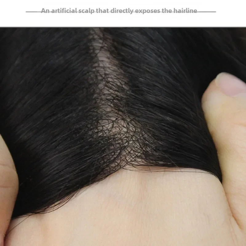 13*18 Model Light and Breathable Biological Scalp 100% Human Hair Forehead Hair Block Wig Men's Wig Male Hair Patch