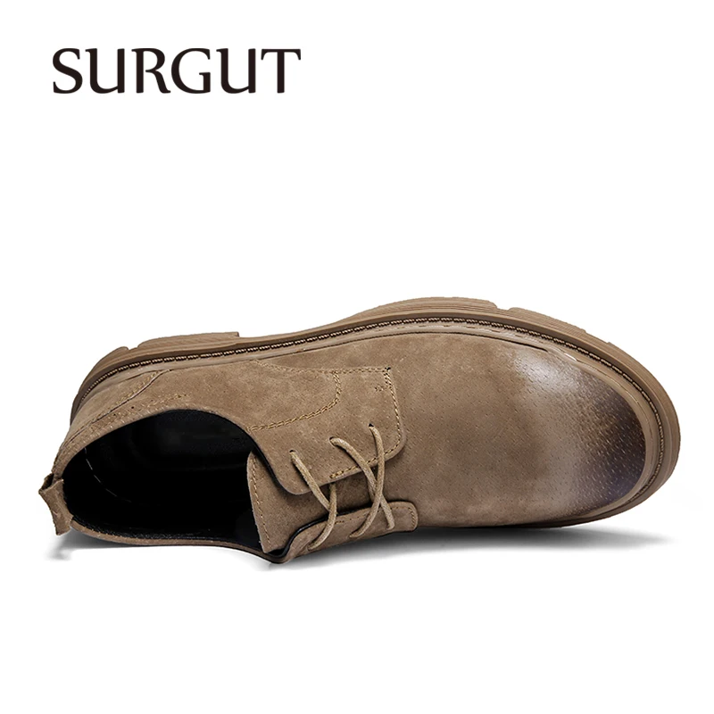 SURGUT 2024 New Fashion All Season Men's Leather Shoes Classic Outdoors Durable Shoes Soft Sole Anti Slip Working Shoes Men