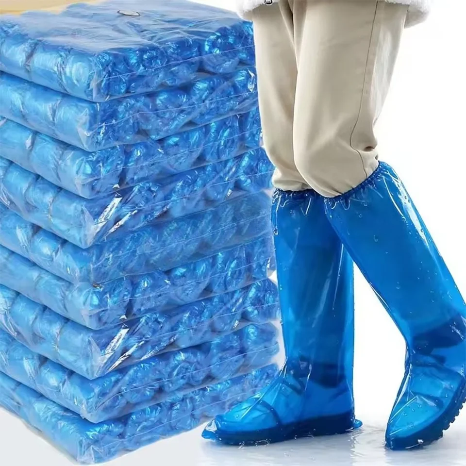 5/10/20Pairs Long Disposable Shoe Covers Waterproof Rain Boot Covers Non Slip Elastic Shoe Cover Outdoor Travel Hiking