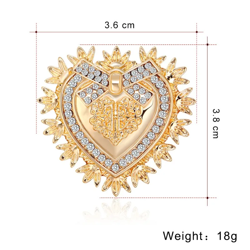 European and American Baroque style retro love brooches, creative and personalized fashionable brooch alloy rhinestone brooches