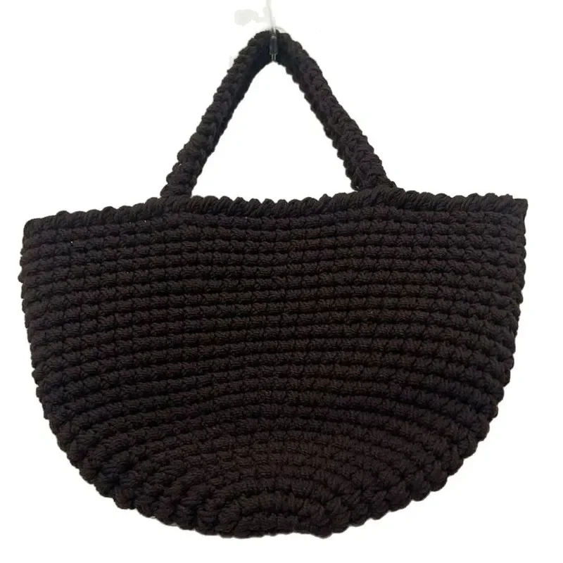 High-end hand-woven straw tote bag for women made of cotton thread large capacity portable beach vacation accessory view 5