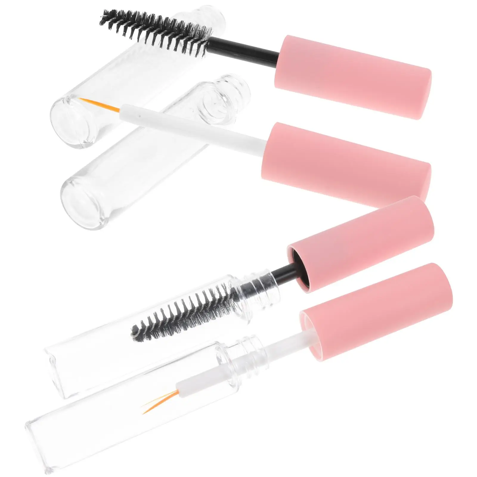 

4pcs Empty Mascara Tubes Eyeliner Sticks Lip Gloss Containers 10ml Pink Cap Shadow Tip Liner Bottle PET Material Portable