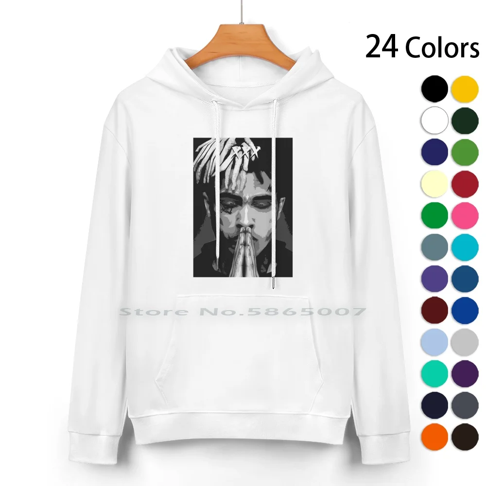 Pause And Pray Pure Cotton Hoodie Sweater 24 Colors Xxxtentation Rapper Music Life Black White Singer High Pray Hands Heart