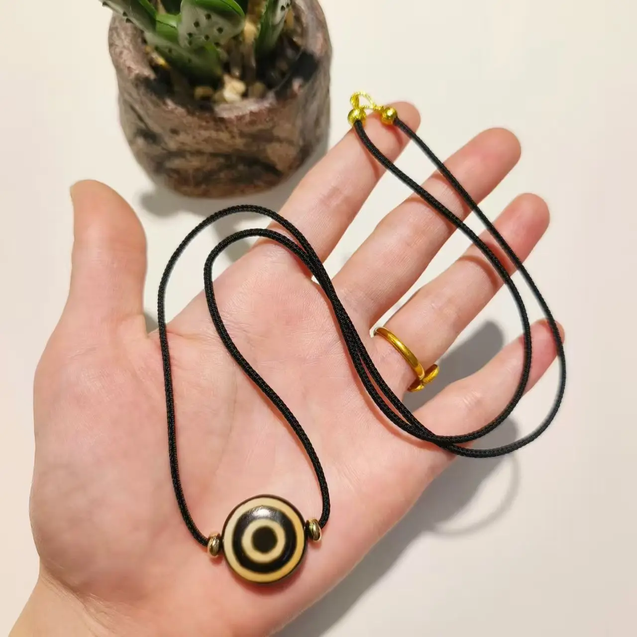 5pcs Tibetan Yam Yellow Sheep Plate Eye Agate Tianzhu Male Female Couple Necklace Dzi