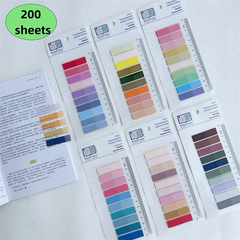 200Pcs Transparent Sticky Notes Self-Adhesive Reading Annotation for Books Notepad Bookmarks  Memo Pad Index Tabs