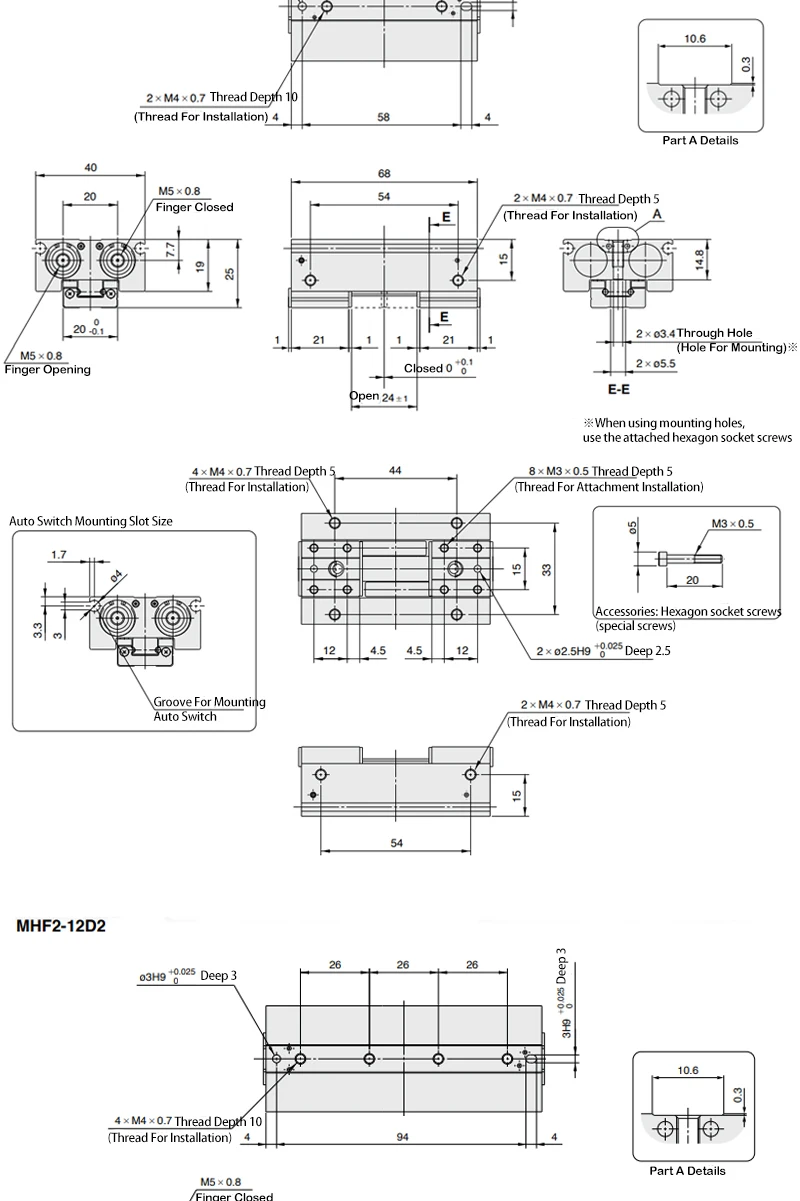 MHF2-8D MHF2-10D MHF2-12D MHF2-16D MHF2-20D Niederprofil-Luft-Parallelgreifer Pneumatischer Zylinder Pneumatischer Greifer – Detail 13