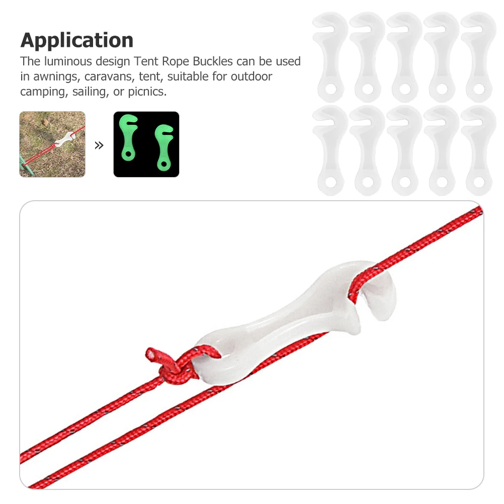 

10pcs Windproof Tent Rope Buckles Adjustable Anti-Slip Fasteners Durable Outdoor Camping Supplies Guyline Cord Buckles For