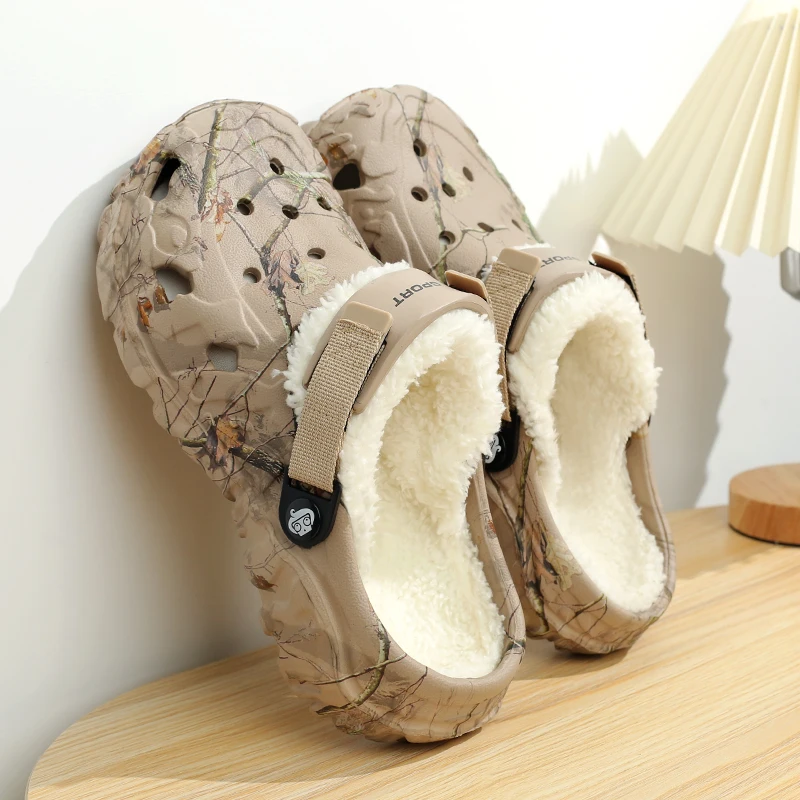 Winter Warm Fleece-Lined Indoor/Outdoor Detachable Men's Clogs Garden Shoes
