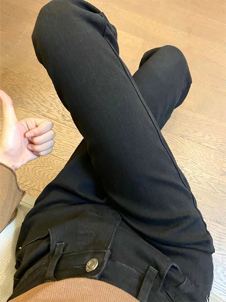 جينز نسائي عالي الخصر مستقيم الساق من بلا، موديل جديد للخريف والشتاء، نحيف وفضفاض، مقاس صغير ومقاس كبير، إصدار ضيق