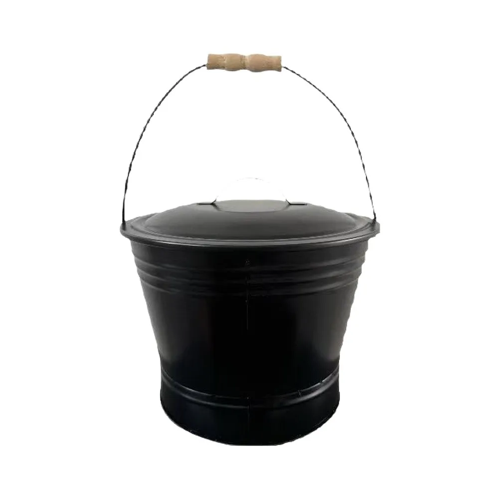 Stylish BlFor ack Iron For ash Bucket with Sturdy HFor andle for Mess-Free FireplFor For ash RemovFor al 18 17.5 24 cm