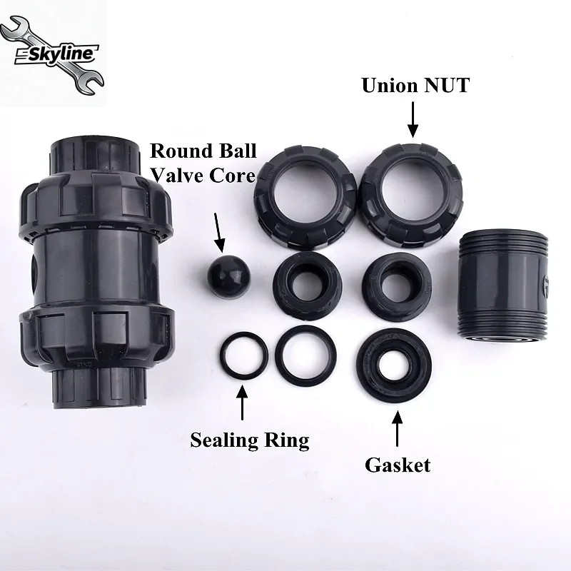 20-63mm UPVC Double Union Check Valve, One-Way Non-Return Valve for Garden Irrigation/Aquarium/Fish Tank Piping, 1/2