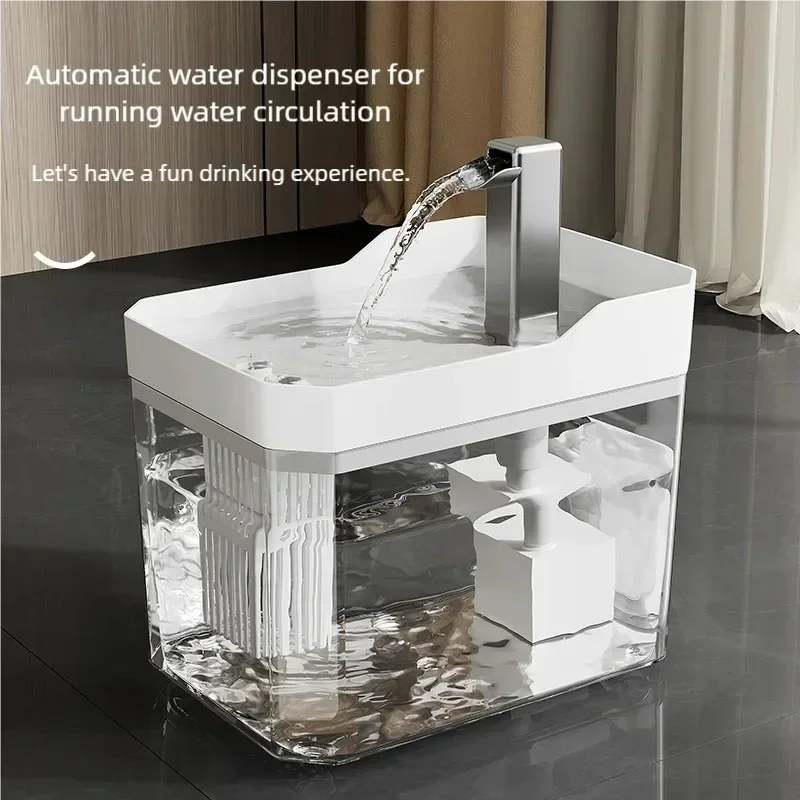 Cat Water Fountain Auto Filter Transparent Cat Drinker USB Anti-Dry Burning Recirculate Filtering Water Dispenser with Pump