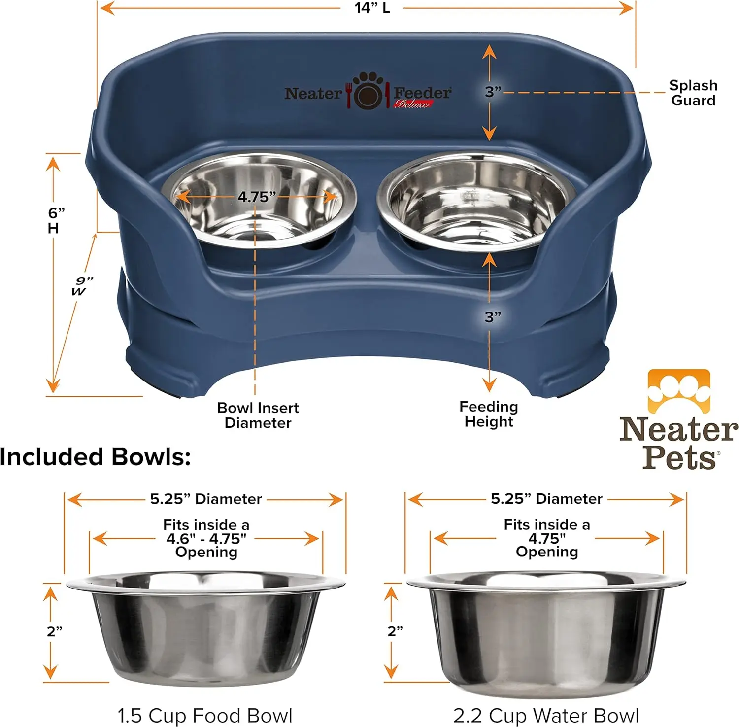 Cuenco de alimentación para mascotas de acero inoxidable, cuenco para perros resistente a la suciedad, cuenco de comida y agua gris