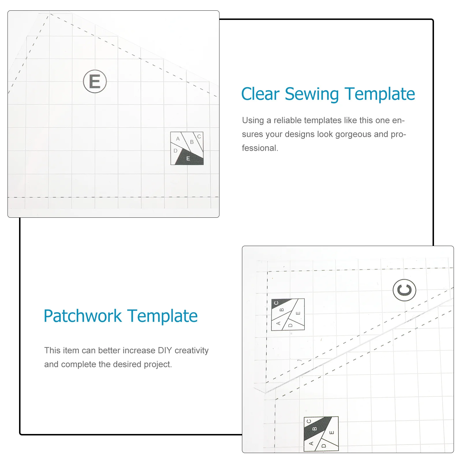 1 set 1 Set Clear Sewing Template For Diy Quilting Durable Acrylic Ruler Professional Patchwork Tool Fabric Crafting Equipment