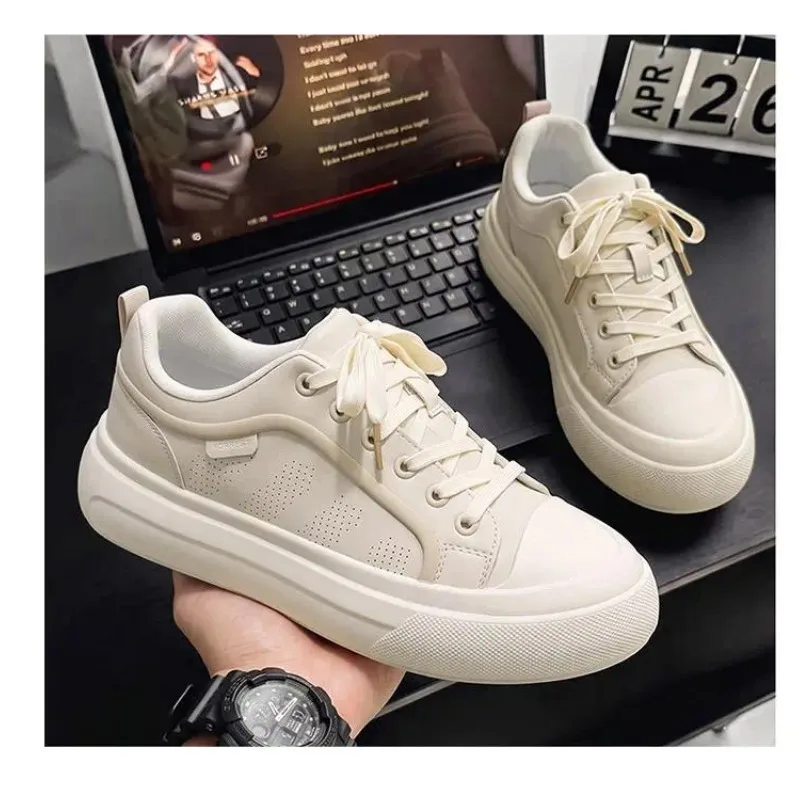 Men LaceUp Platform Sneakers Round Toe Casual Fashion Shoes AntiSlip Comfort Footwear For Daily Street Outdoor Leisure Wear