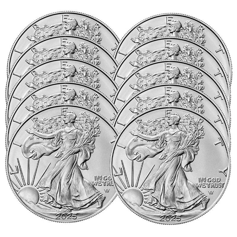 

Lot of 10 - 2025 $1 1 Troy oz .999 Fine Silver Commemorative Coin - American Silver Eagle BU
