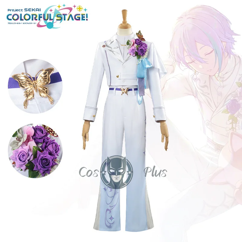 

Anime Project SEKAI Kagami Rui Cosplay Costume White Suit Pants Chest Waist Ornaments Uniforms Men Halloween Party Clothing New