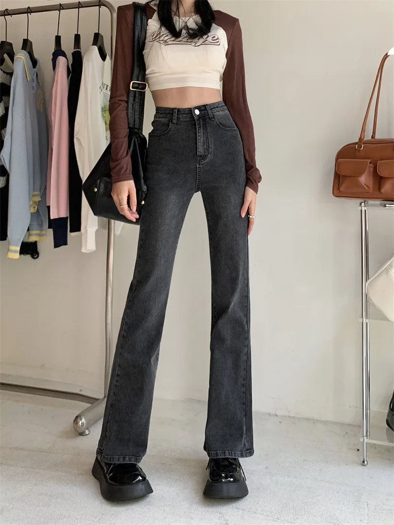 กางเกงยีนส์ทรงกระดิ่งเอวสูงสำหรับผู้หญิง รุ่นใหม่บางเบาสำหรับฤดูร้อน ไซส์พลัส แฟชั่นอเนกประสงค์ ช่วยให้ดูสูงเพรียว