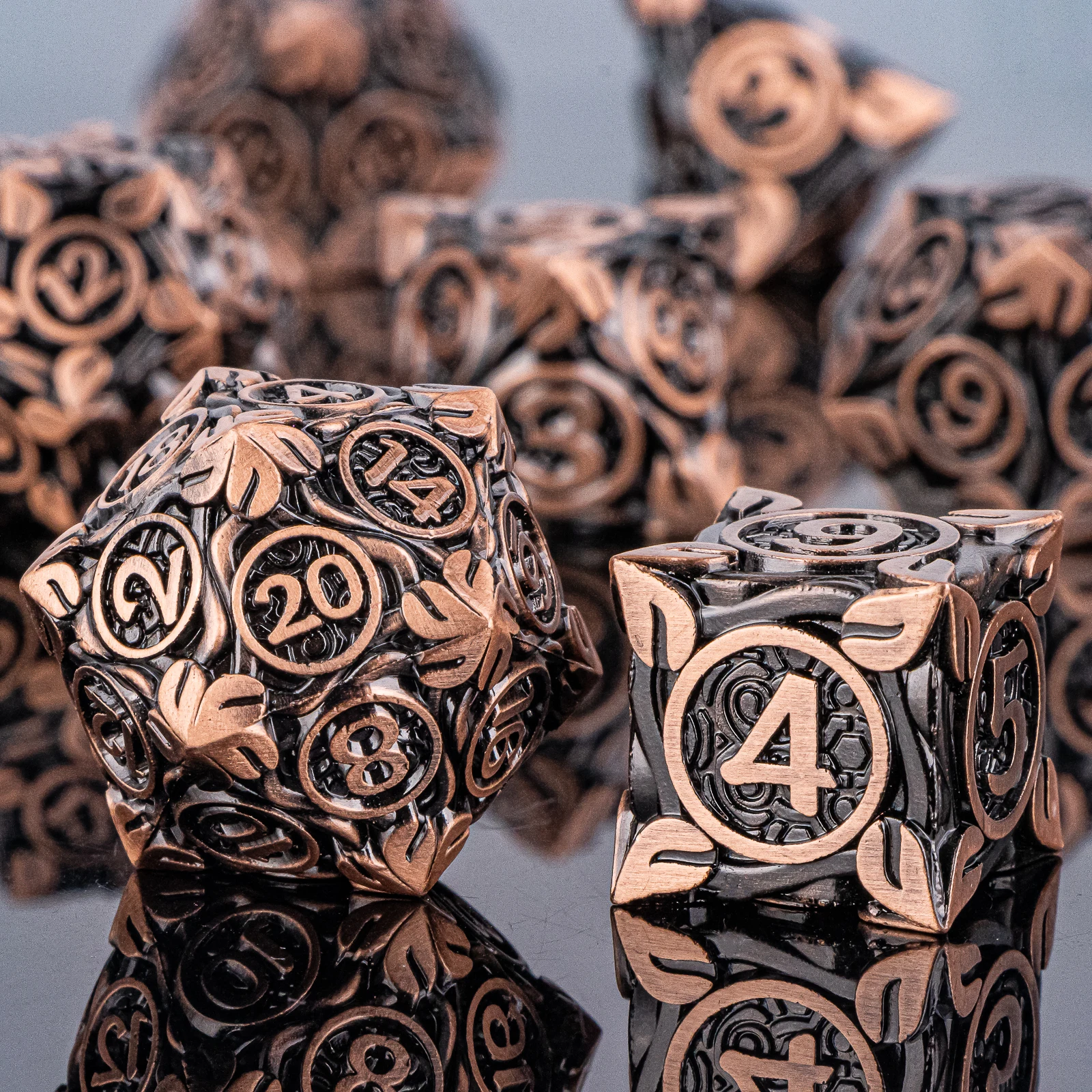 7-teiliges Würfelset DND Metall Komplettset für Dungeons and Dragons Polyedrische RPG D&D Geschenkidee – Detail 11