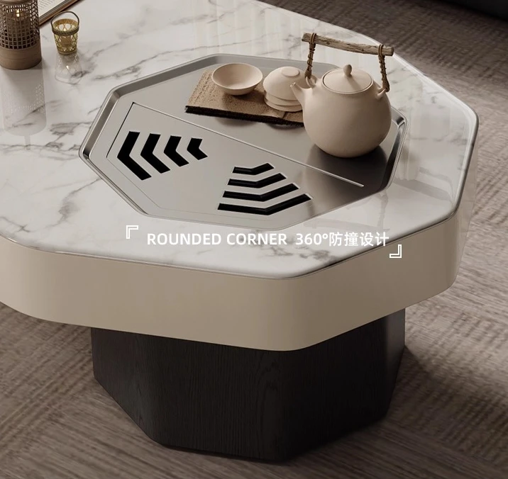 طاولة قهوة إيطالية بسيطة ومبتكرة على شكل خاص من بلاطة الصخور لغرفة المعيشة الحديثة وطاولة شاي جديدة بسيطة