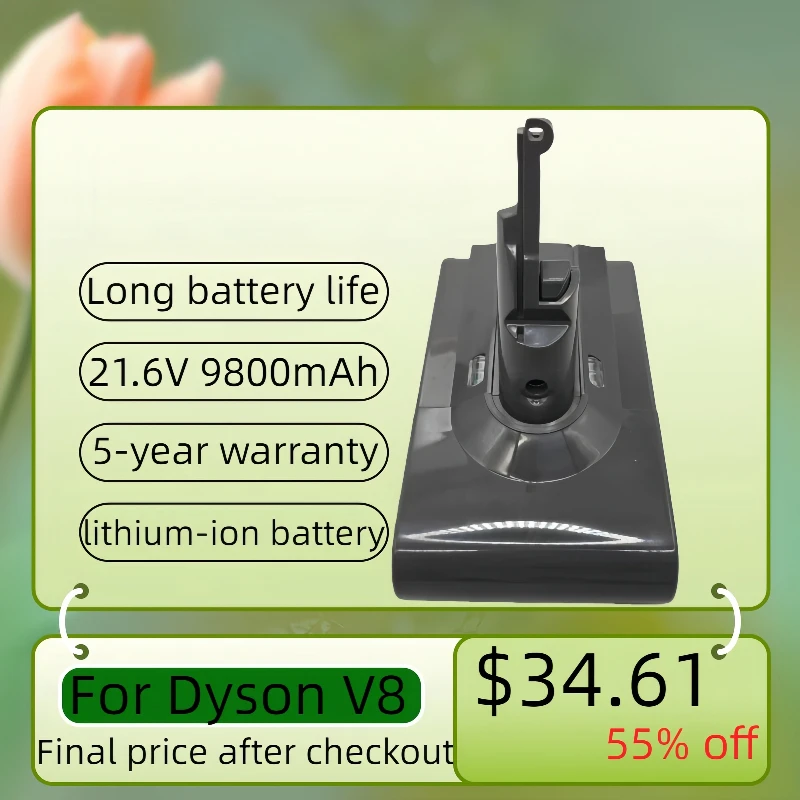 

100%new Absolute Fluffy Animal Pro Bateria Vacuum Cleaner rechargeable Battery for Dyson SV07 SV09 SV10 DC62 V6 V7 V8 V10 Series