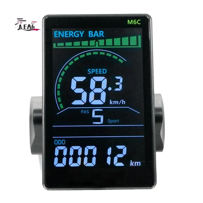 

AEA6-M6C Electric Bike LCD Display Meter 24V-60V E Scooter LCD Panel Color Screen Parts With USB For Mountain Electric Bike (5PI