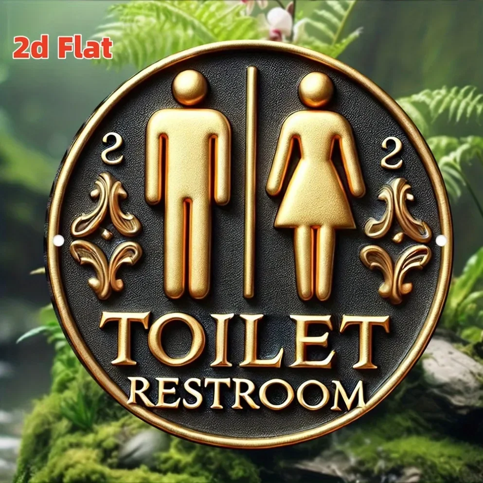 2D Round Metal Restroom Sign: Home & Wall Decor for Bars, Cafés, Clubs, Dorms – Vivid Metal Wall Art