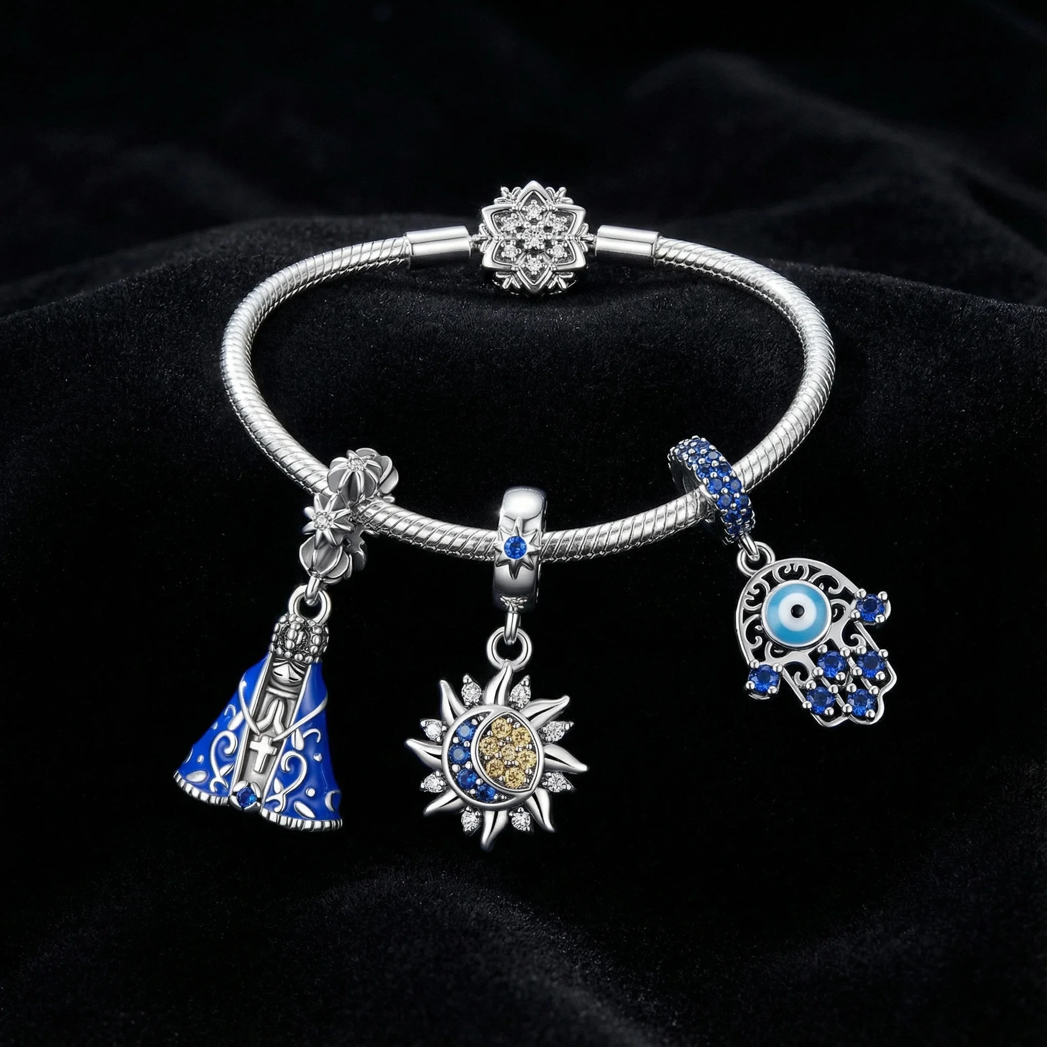 

Подвеска-шарм из стерлингового серебра 925 пробы в форме звезды и луны с кубическим цирконием, для самостоятельного изготовления браслетов и ожерелий, подарок для нее, Colgante Plata