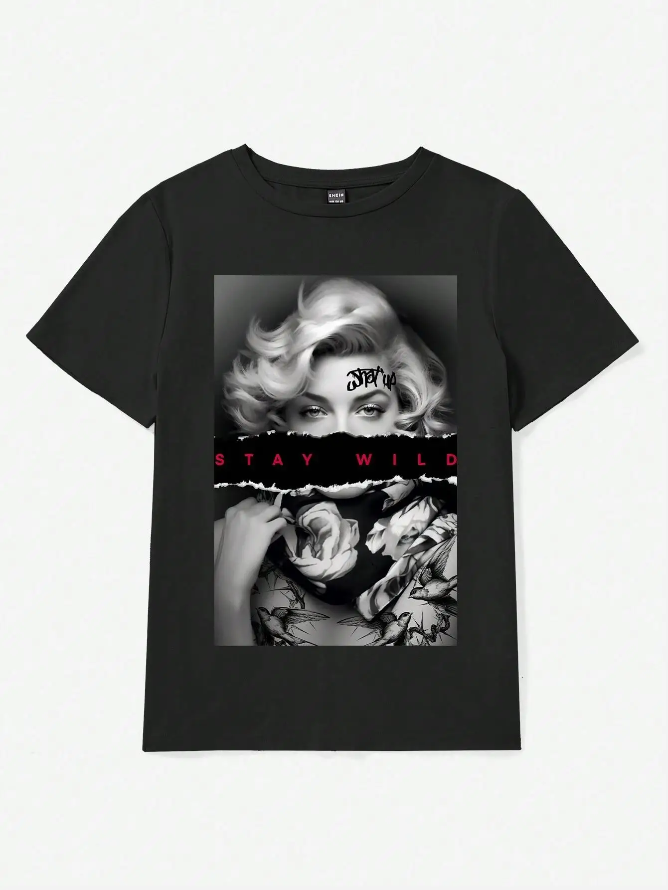 유럽 ​​스타일의 패션 초상화 인쇄 여성 티셔츠 여름 캐주얼 코튼 탑 스트리트 오-넥 티셔츠 통기성 느슨한 옷