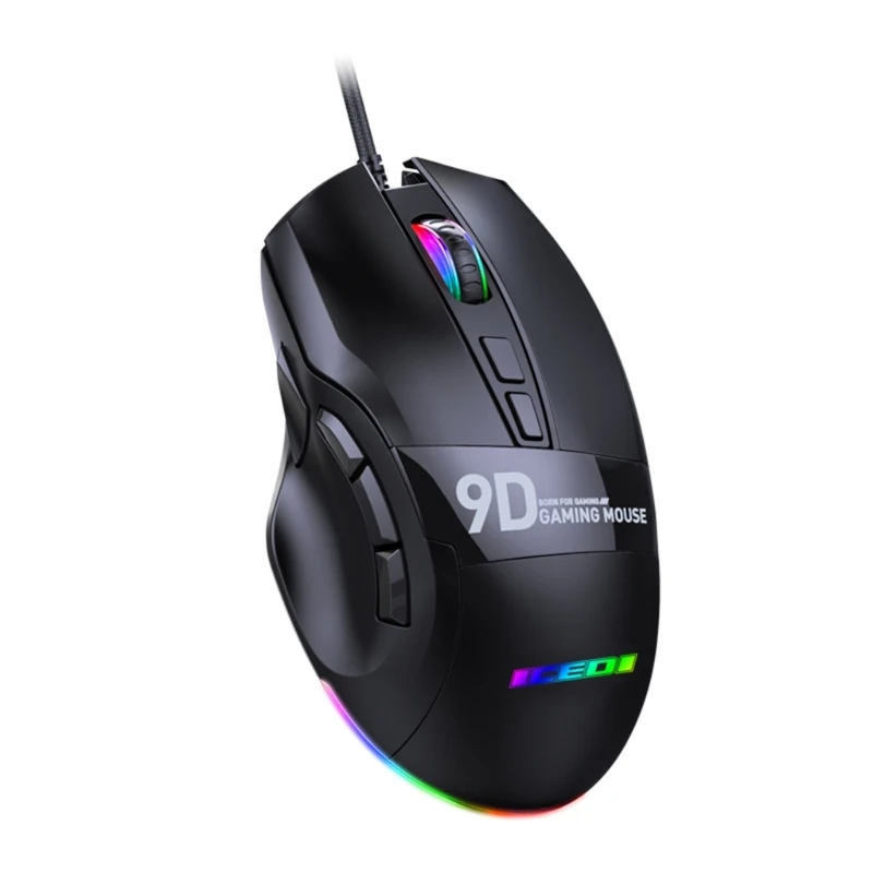 USB Mice Gaming Mouse Mechanical 1200dpi 9 Buttons RGB Backlit Computer Optical Mouse Support Macro