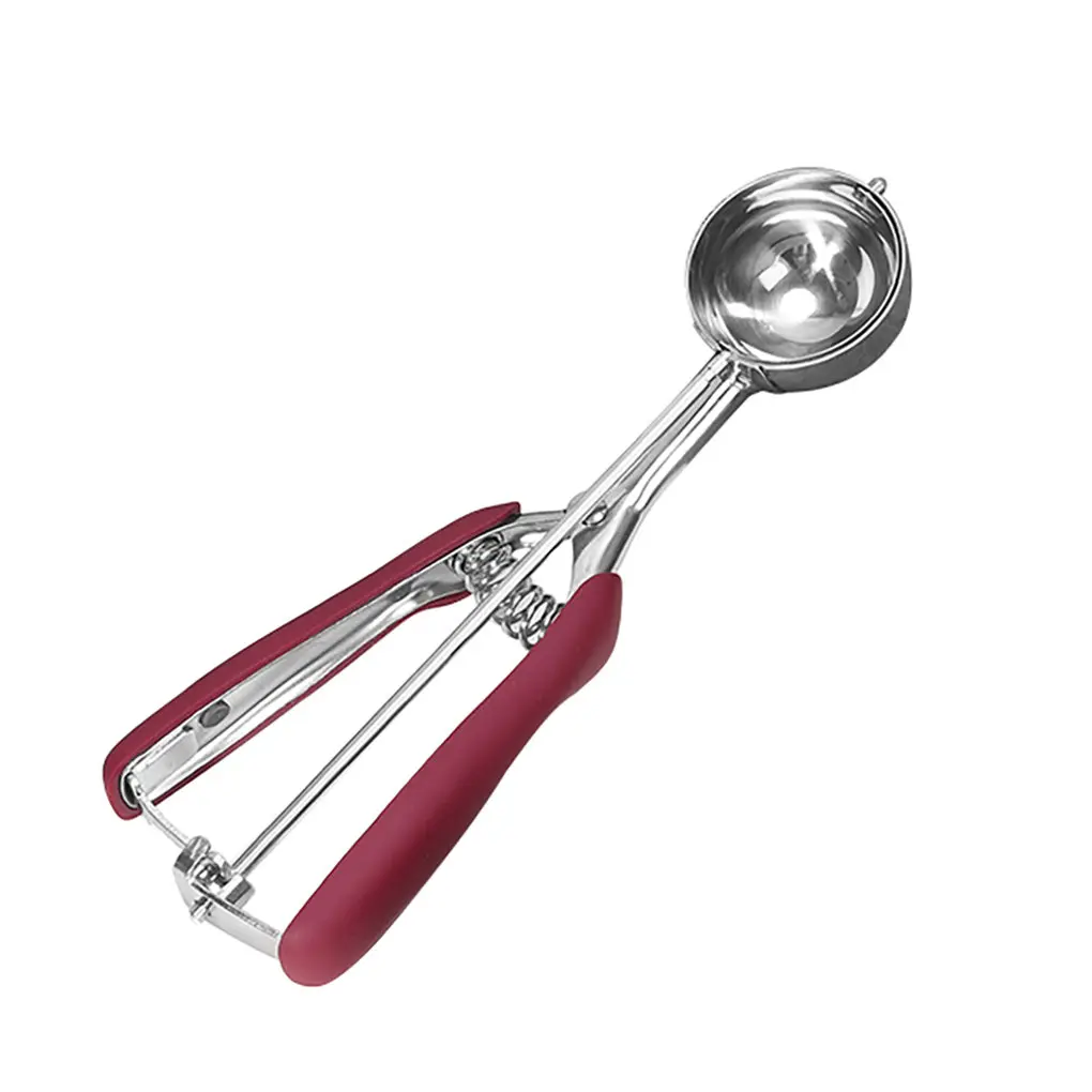 Ice Cream Scoop Stainless Steel Cookie Dough Spoon Fruit Potato Watermelon Digging Ball Spring Handle Scoop Kitchen Accessories