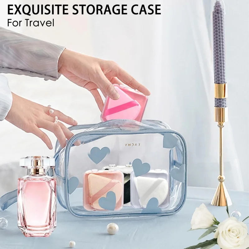 Éponges de maquillage pour le visage, 5 pièces, bouffantes de poudre triangulaires, cosmétiques, douces, pour poudre libre, fond de teint, avec boîte