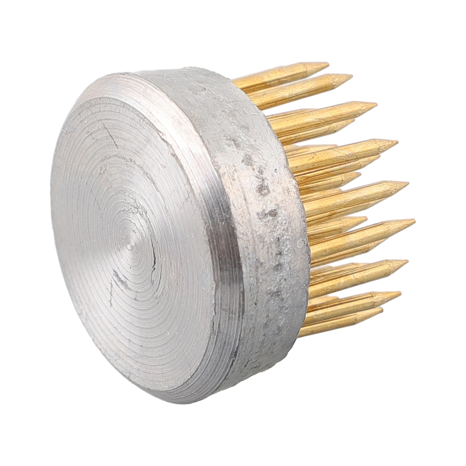 Round Brass Kenzan Flower Base Holder for Ikebana Floral Arrangement with Rubber Gasket to Protect Vase from Scratches