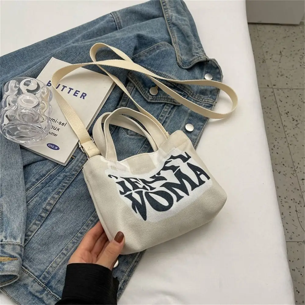 Women Crossbody Shoulder Bags Stylish Personality Letter Painted Canvas Bags Gentlewoman Makeup Lipstick Bags Large Capacity