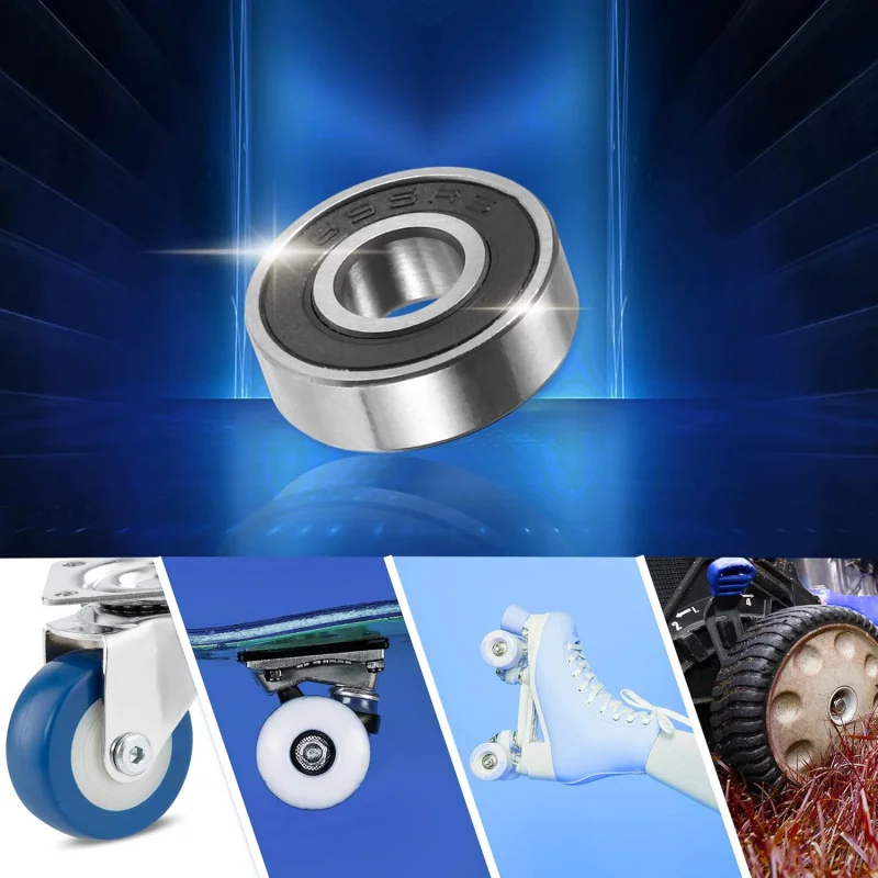 695-2RS 5x13x4mm Double Rubber Shield Single Row Deep Groove Ball Bearings Silver Tone - Pack of 2