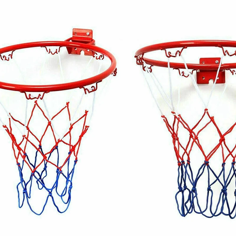 2Pcs 32Cm Wall Mounted Basketball Hoop Netting Metal Rim Hanging Basket Basket-Ball Wall Rim With Screws Indoor Outdoor