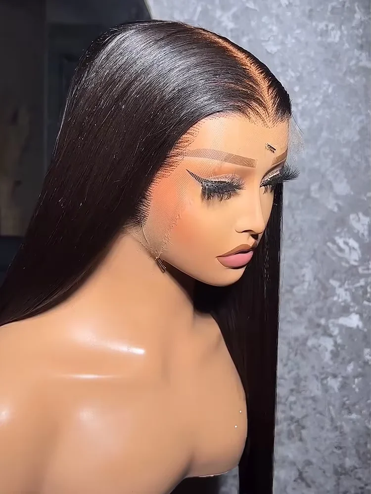 

30-дюймовый прямой парик из натуральных волос на кружеве, 5X5, бесклеевой парик с застежкой, предварительно окрашенный, 360, полный кружевной фронтальный черный натуральный парик