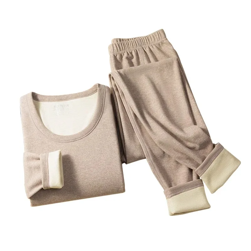 Autumn and Winter Men's Cashmere Base Windproof and Warm Autumn Clothes Pants Set Thick and Long Warm Autumn Clothes Set - view 6