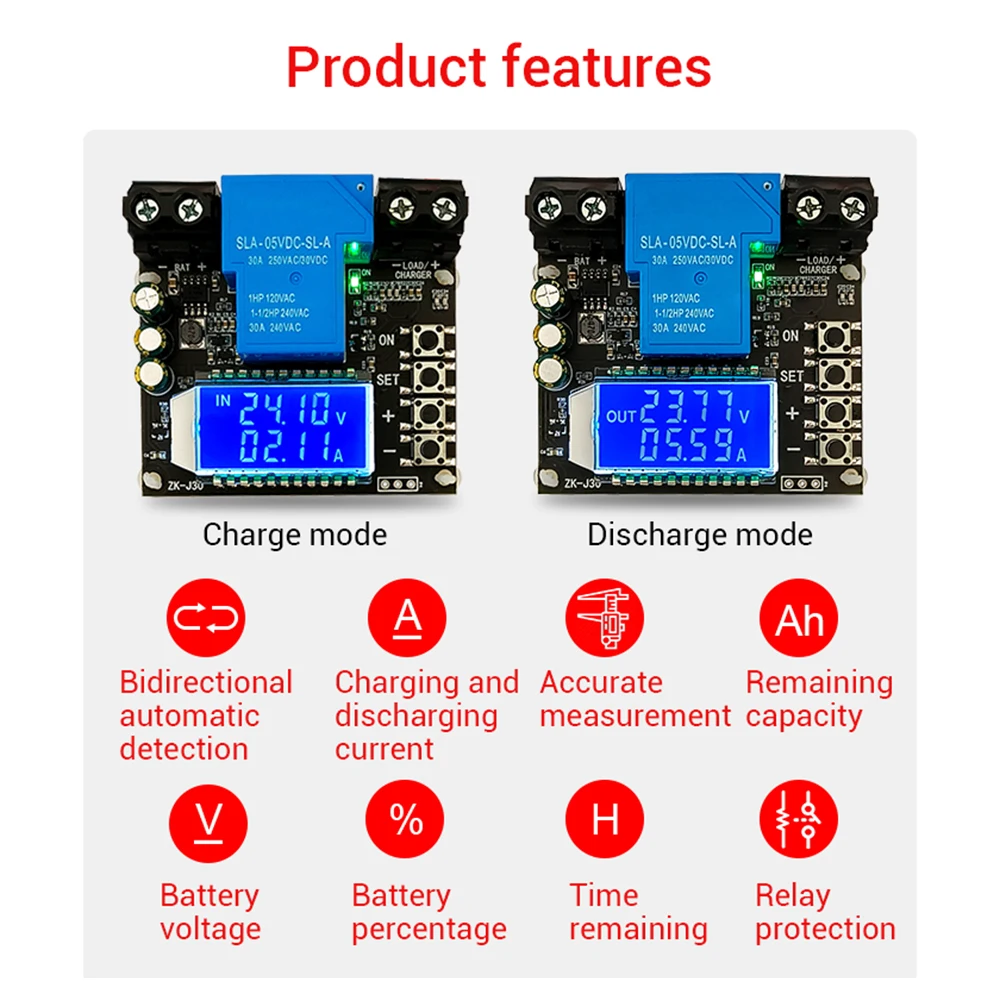 ZK-J30 DC6-60V 30A bateria moduł kontroli ładowania pełna moc wyłączona napięcie prądu stałego ochrony pod ochroną przed utratą napięcie zasilania