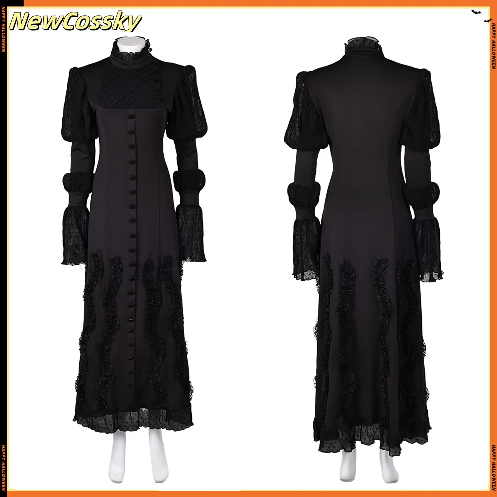 Elphaba Cosplay Costume Nail Movie Wicked Fantasy Adult Women Witch Fantasia Black Dress Outfits Halloween Carnival Party Suit