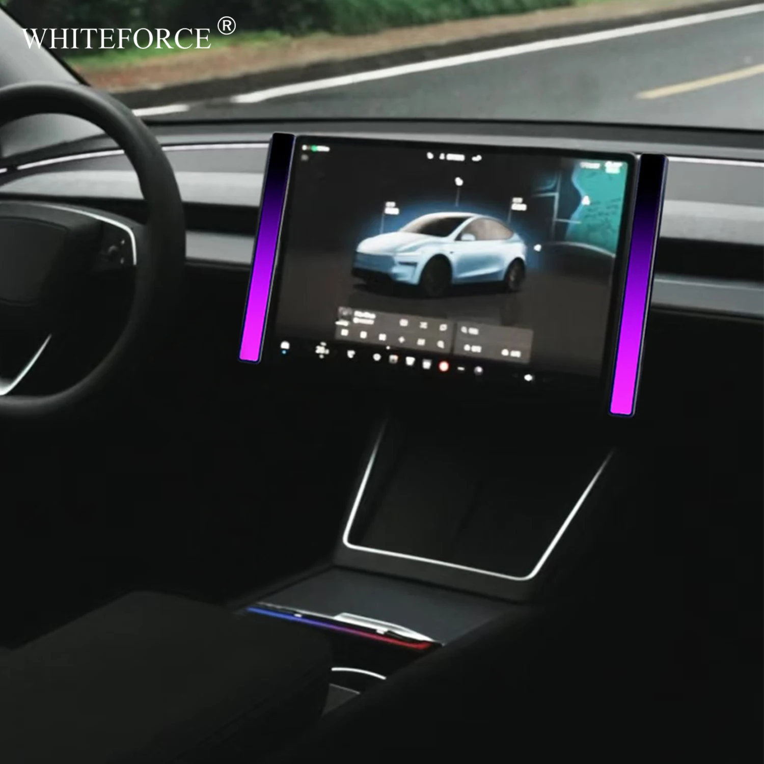 For Tesla MODEL 3/Y 2017-2025 Screen Sound Pickup Ambient Light Model Y Juniper RGB Music Rhythm Light Colorful Expansion Dock