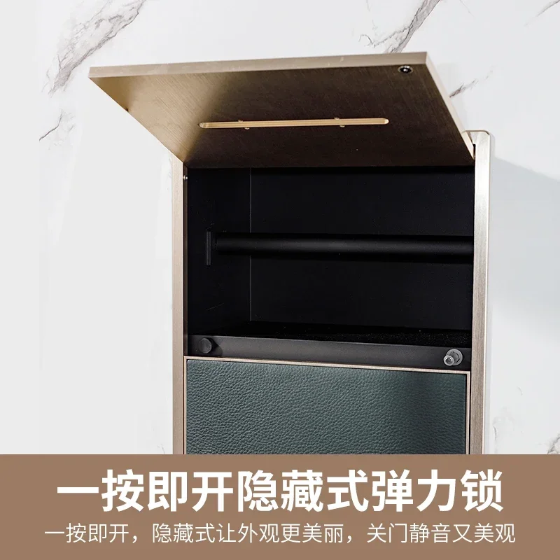 Light luxury aluminum alloy embedded niche bathroom bathroom bathroom baffle next to toilet high-end leather can be customized image 4