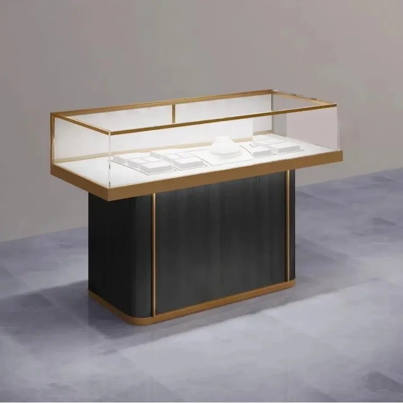 custom.Luxury MDF and Glass Jewelry Display Showcase Retail Store and Mall Furniture Counter Showroom Use