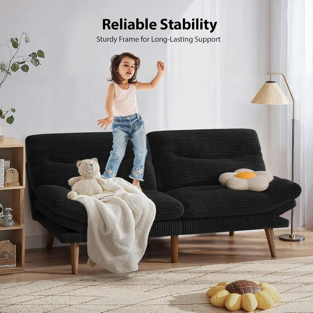 أريكة سرير فوتون قابلة للتحويل من Pipishell، أريكة فوتون قصيرة 66 مع مسند ظهر ومساند للذراعين قابلة للتعديل، أريكة نوم كرسي لـ S #4