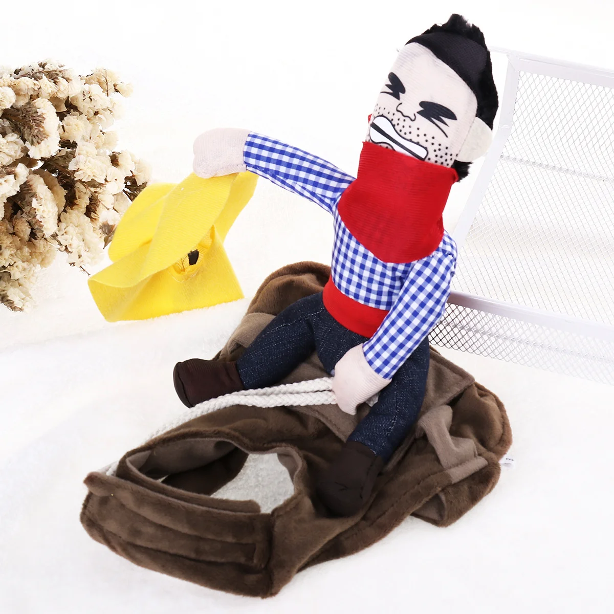 

Pet Costume Dog Rider Suit Cowboy Style Size S Random Color Denim Breathable Outfit for Small Dogs Cats Birthday